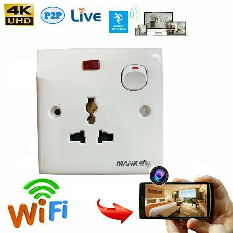 Wifi Ip 1080p Camera Dvr Wall Plug Socket Video Record Cctv Wall Camera. 