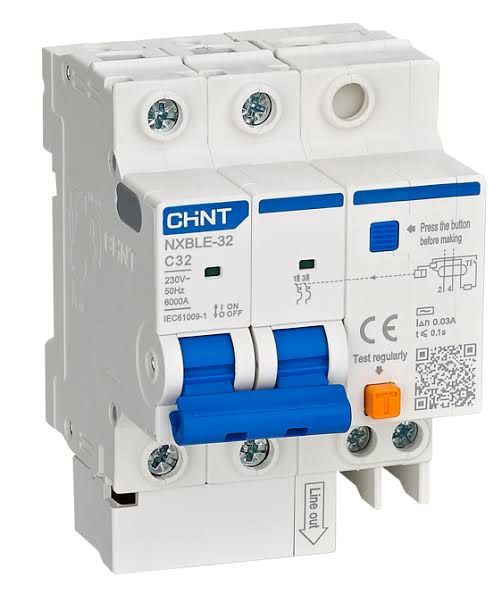 RCBO DP CHINT NXBLE-63 1P + N 32A to 63A. 