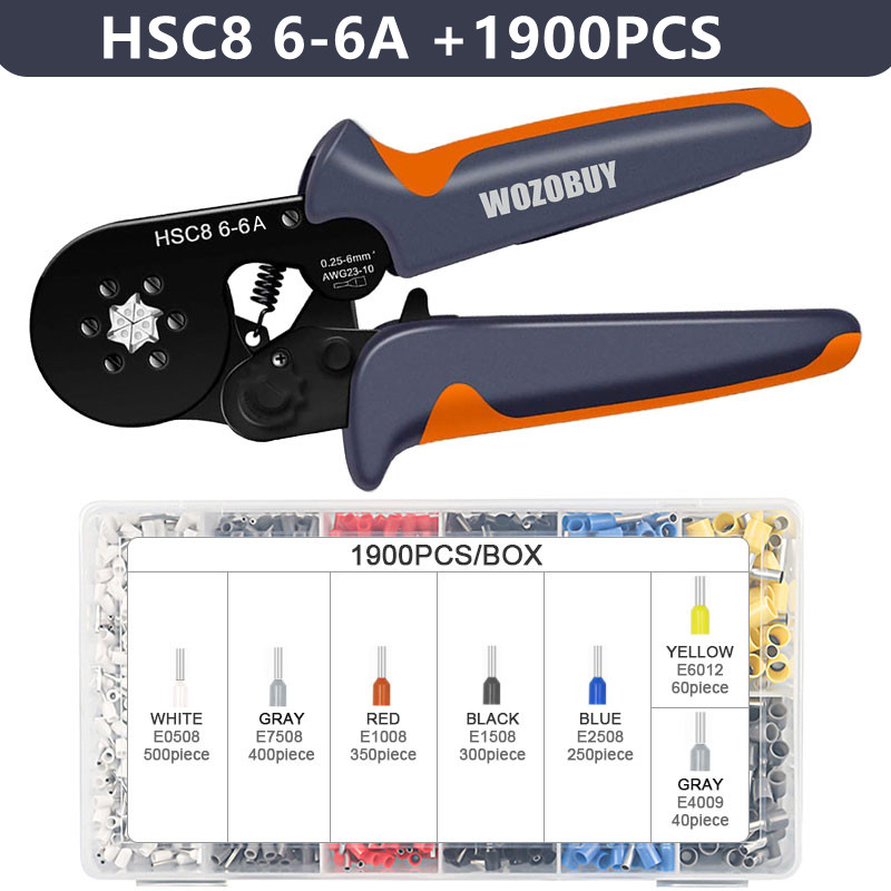 Ferrule Crimping Tool or Tool Kit,HSC8 6-6A/6-4A Ratchet Mini Electrical Clamp,for Tubular Terminal,WOZOBUY Brand Hardware Tool. 