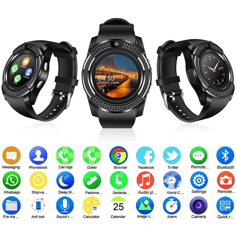 V8 Smart Watch call and memory Supported and Fitness Tracker - Black

with double battery. 