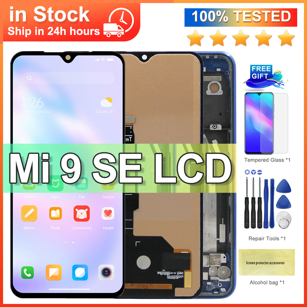 100% New Display For Xiaomi Mi 9 SE LCD Screen Replacement With Frame 10 Touch Display For Xiaomi Mi9 SE Mi 9SE M1903F2G LCD. 