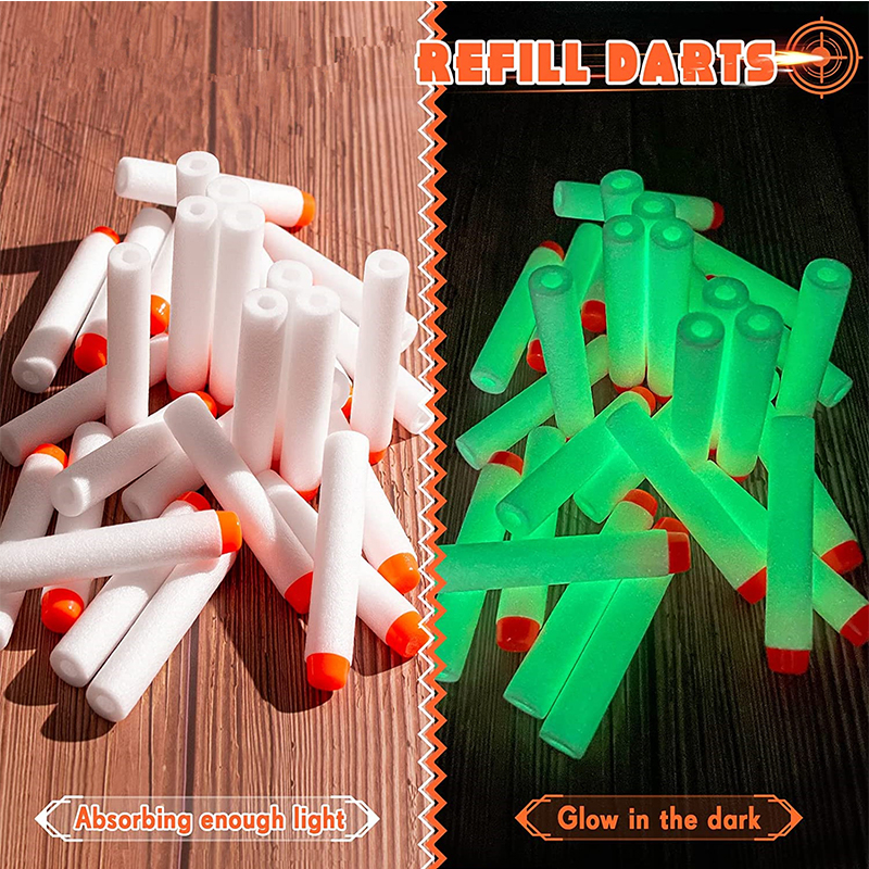 1000pcs Refill Darts for Nerf N Strike Elite 2.0 Series Glow at The Dark Bullets Pack – Compatible with All Elite Blasters White. 