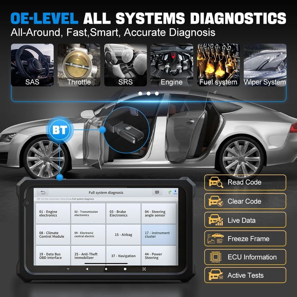 XTOOL Anyscan A30M Wireless BT OBD2 Scanner for iOS/Android Bi-Directional Scan Tool with OE-Level System. 