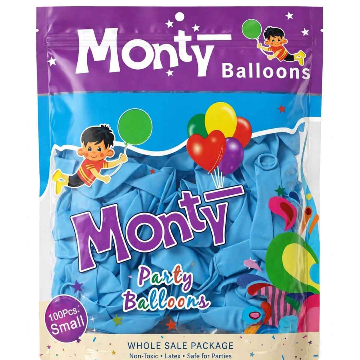 Monty Balloons (100 Pcs)-Blue