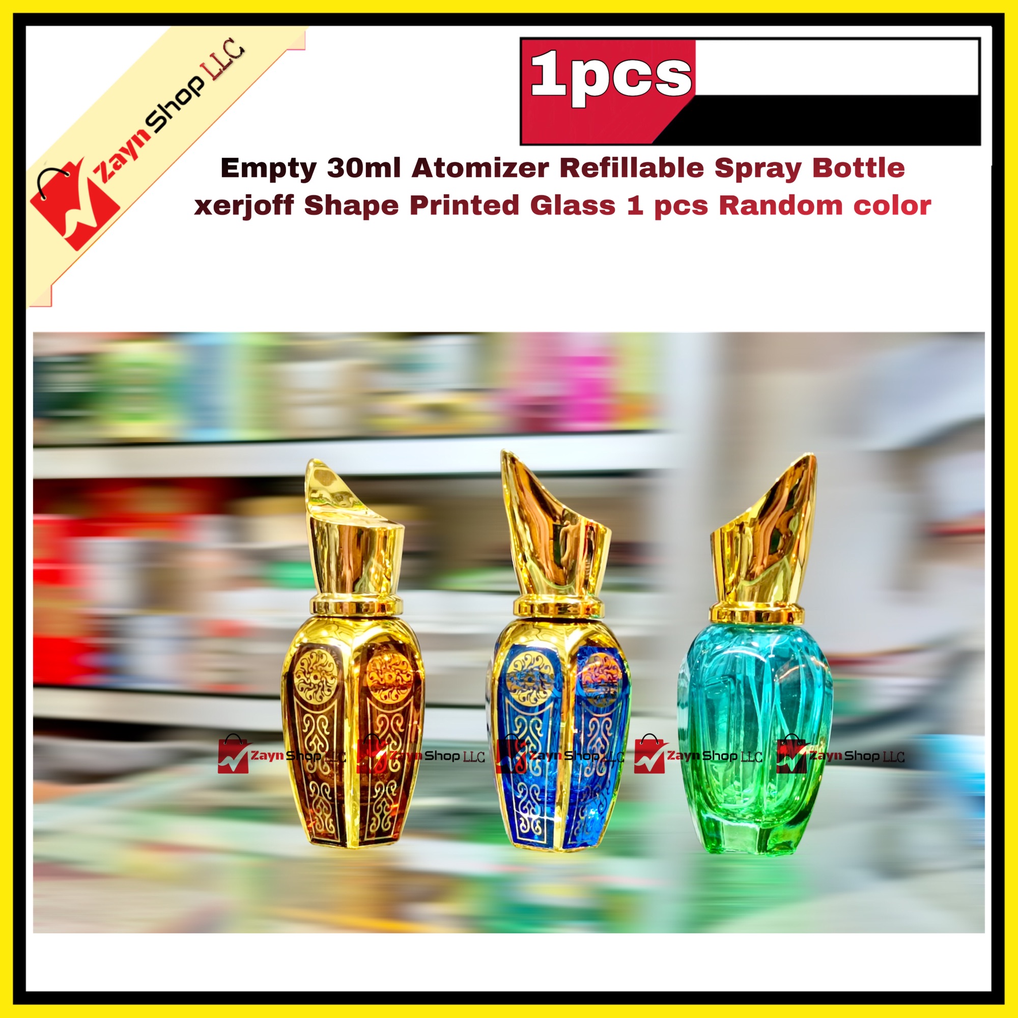 Empty 30ml Perfume Atomizer Refillable Spray Bottle xerjoff Shape Printed Glass 1 pcs Random color. 