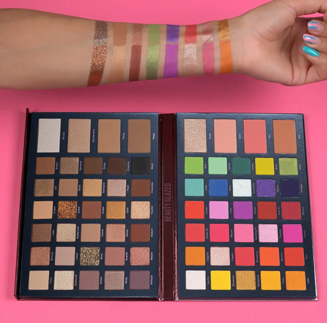 Beauty Glazed 68-Color Mix & Match All-In-1 Eyeshadow Palette With Blush Contour Highlighter. 