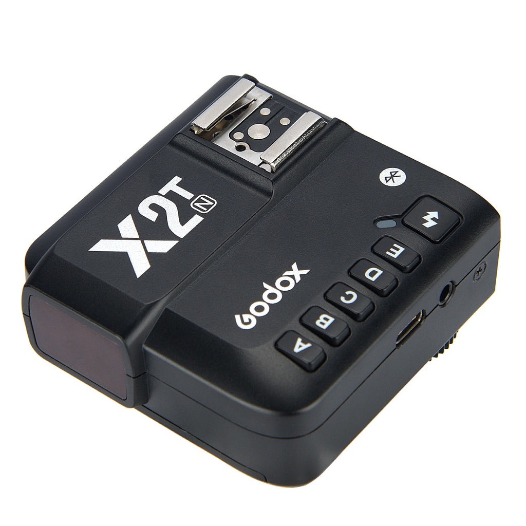 Godox X2T-N TTL Wireless Flash Trigger for Nikon, Bluetooth Connection, 1/8000s HSS,5 Separate Group Buttons, Relocated Control-Wheel, New Hotshoe Locking, New AF Assist Light. 