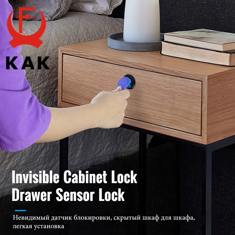 KAK Electronic Lock Locker RFID Cabinet Lock Invisible Sensor Lock Hidden Drawer Locks Keyless Child Safety Lock Door Hardware. 