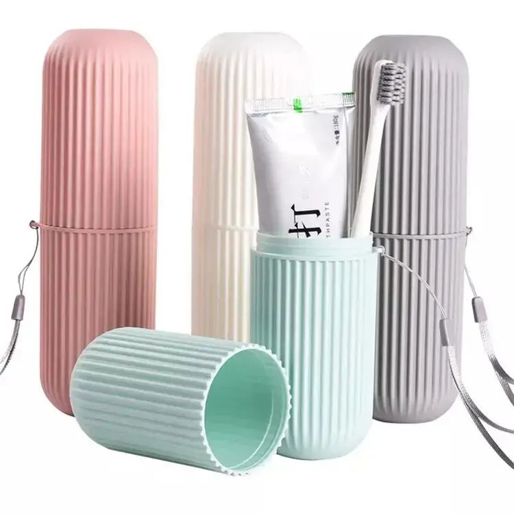 Creative Portable Travel Toothpaste Toothbrush Holder Case Cap Non-Slip Strip Wash Cup Toiletries Bathroom Storage Box Plastic