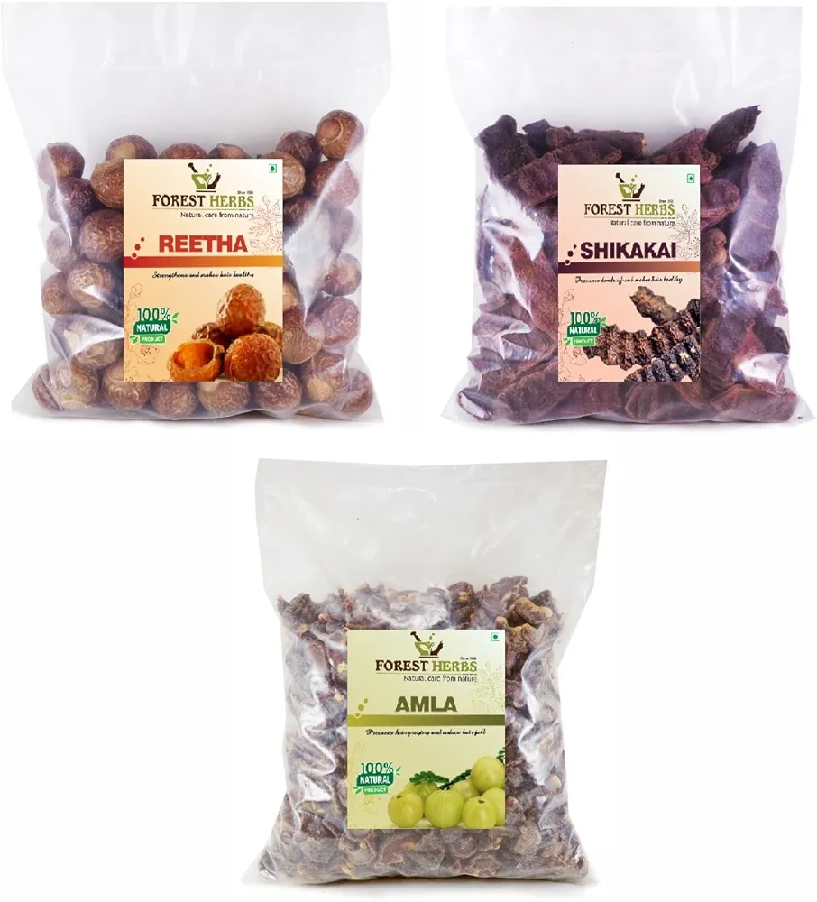 Reetha 200gm, Amla200gm, Shikakai200gm