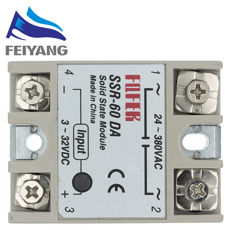 SSR-40DA 25DA 60DA DC to AC Solid State Relay Module Temperature Controller 24V-380V 40A 250V/25A 250V/ 60A 250V. 
