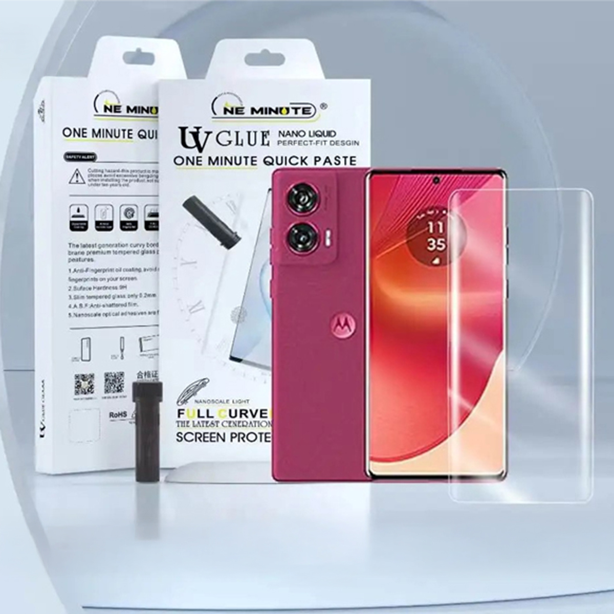 Motorola Edge 50 Fusion Curved UV Tempered Glass Screen Protector with Installation Kit
