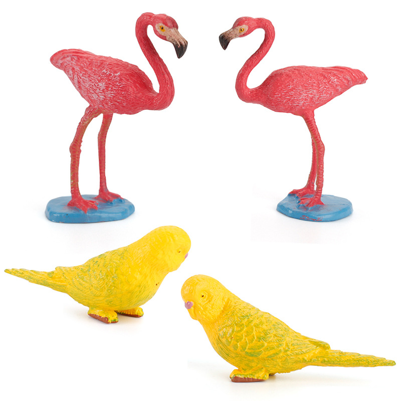 11pcs/set Mini Size Birds Model Parrot Flamingo Solid Simulation Action Figures Ornaments Toys For Children Christmas Gifts. 