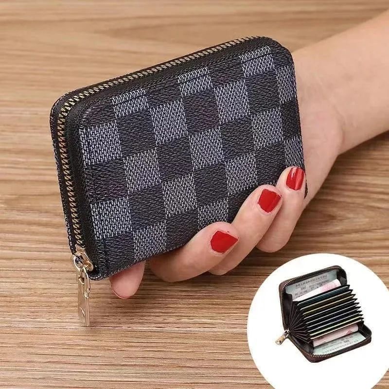 Brajin 11 Slot PU Leather Credit Debit Card Holder Wallet Money Zipper Coin Purse for Men & Women - (11 x 8 x 2.5 cm) (Black). 