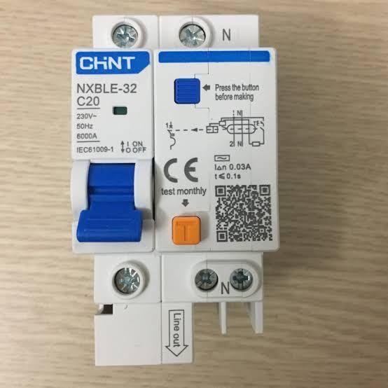 RCBO DP CHINT NXBLE-63 1P + N 32A to 63A. 