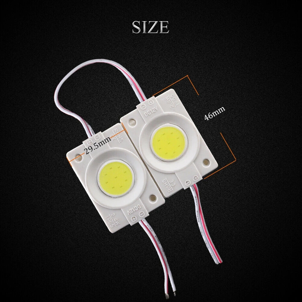 10pcs/lot  New 2.4W/pcs injection COB LED Module with lens DC12V advertising light,Led Backlight For Channel Letters. 