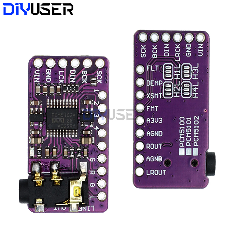Interface I2S PCM5102A DAC Decoder GY-PCM5102 I2S Player Module For Raspberry Pi pHAT Format Board Digital PCM5102 Audio Board. 