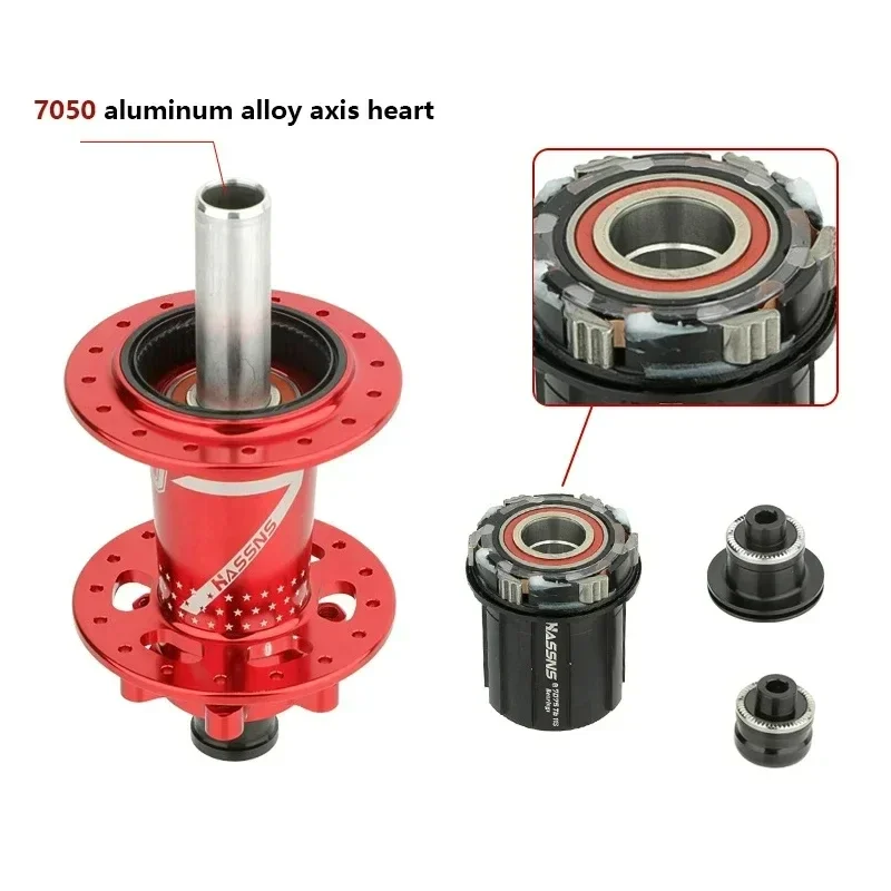 HASSNS Pro 7 36h Rear Hub Bearing 36Holes Freehub MTB Bike Four Palin 32H Rear Hub for 7-12 Speed Noisy Cube Bicycle 6 Pawl Hubs. 