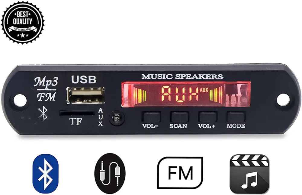 Electronic Spices Bluetooth MP3 Decoding Board Module with/USB/FM/AUX/TF Card and Remote Control. 