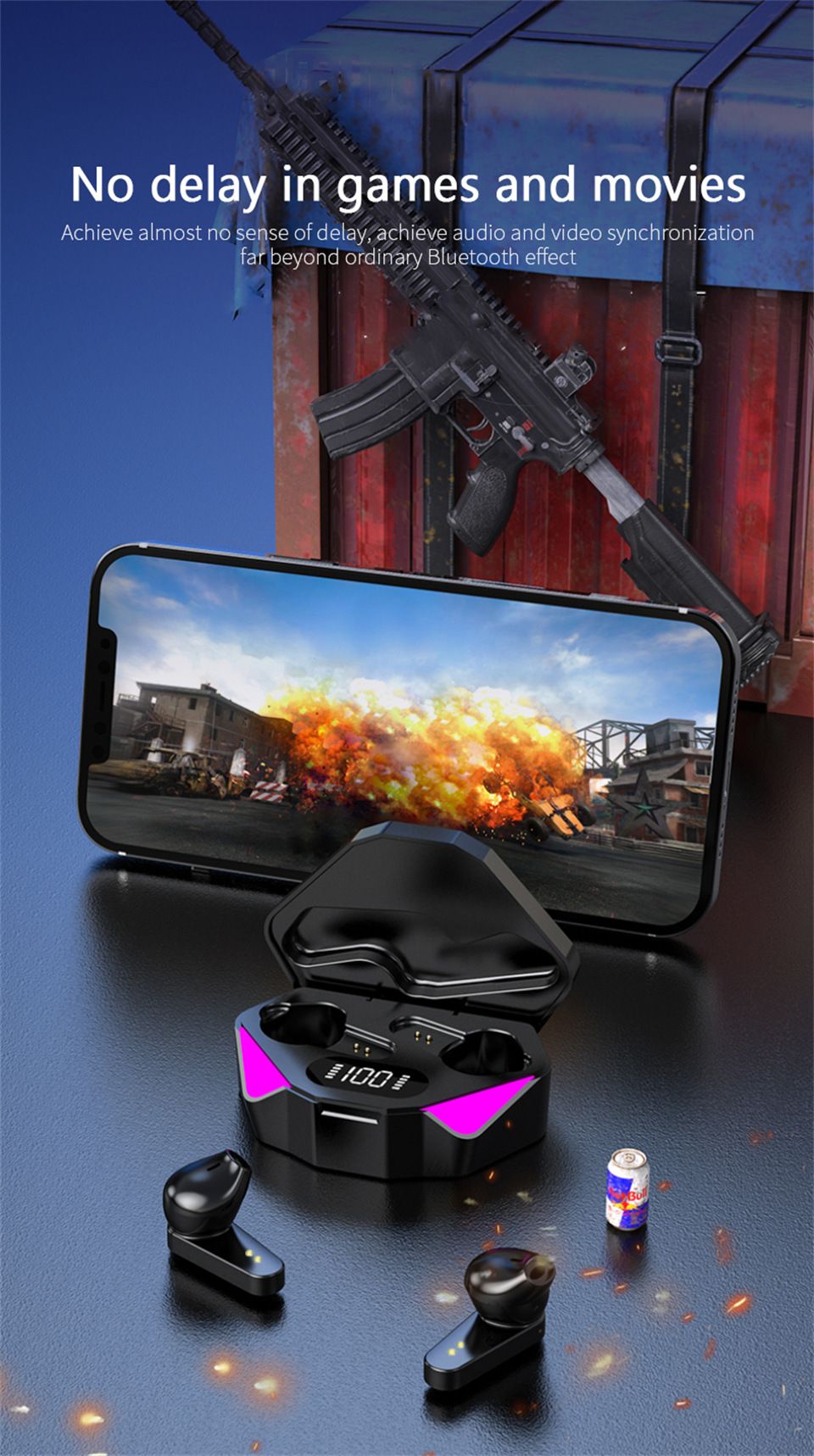 X15 TWS Wireless Earphone 5.3 bluetooth Headphone 65ms Low Latency Earbud Esport Gaming Headset Gamer With Microphone For Mobile. 