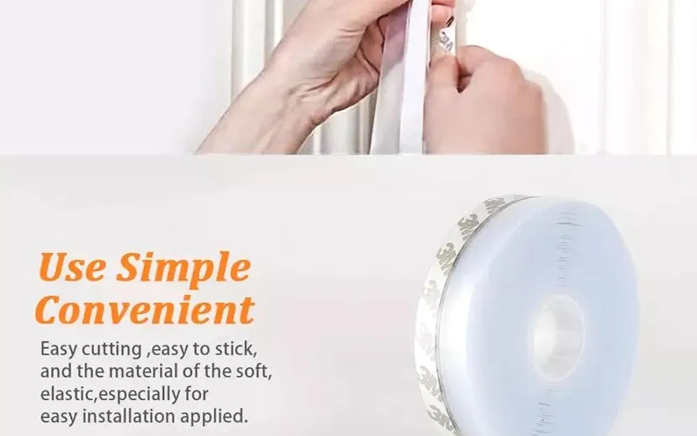Weather Stripping Door Seal Strip 3M Silicone Self -Adhesive Tape for Bottom of Door, Door Draft Stopper Door Bottom Gap Replacement Strip Roll Soundproof. 
