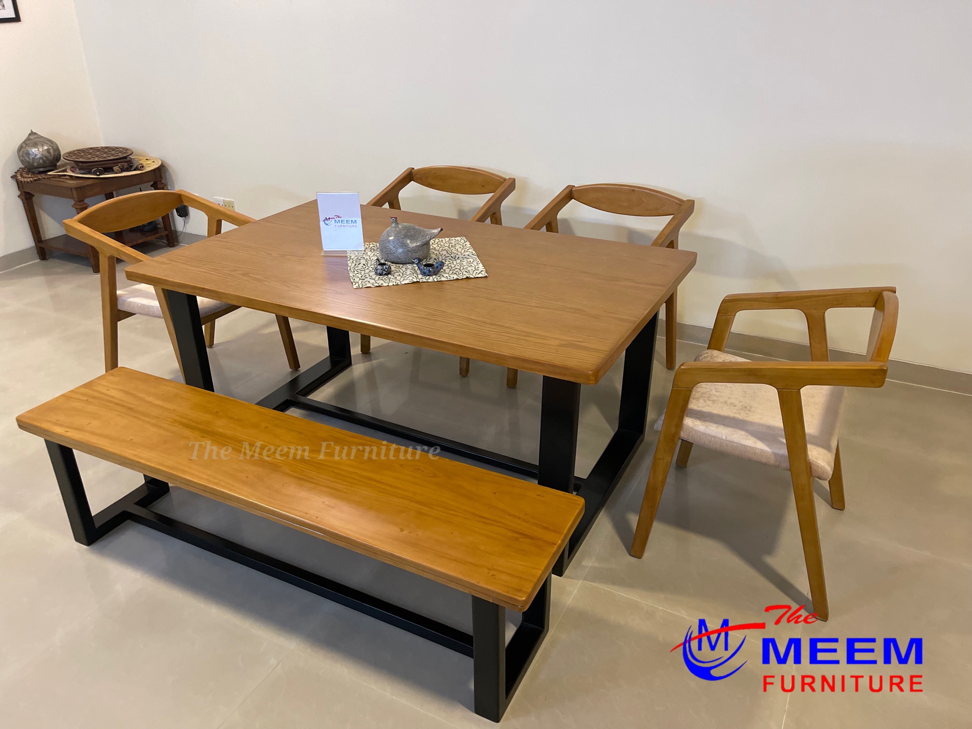 Dining Table set Modern Style 4 Chair With Bench