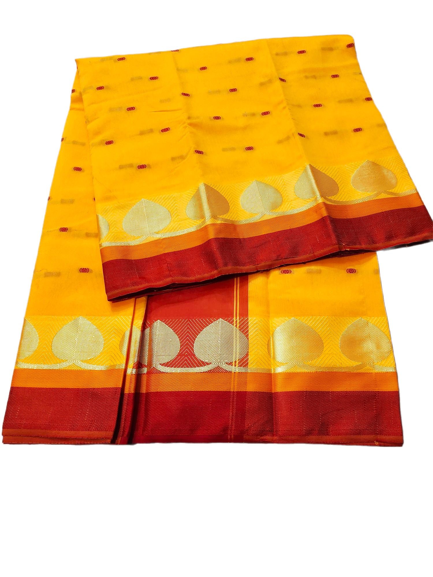 Halfsilk gaye holud saree/tangail yellow colour saree. 