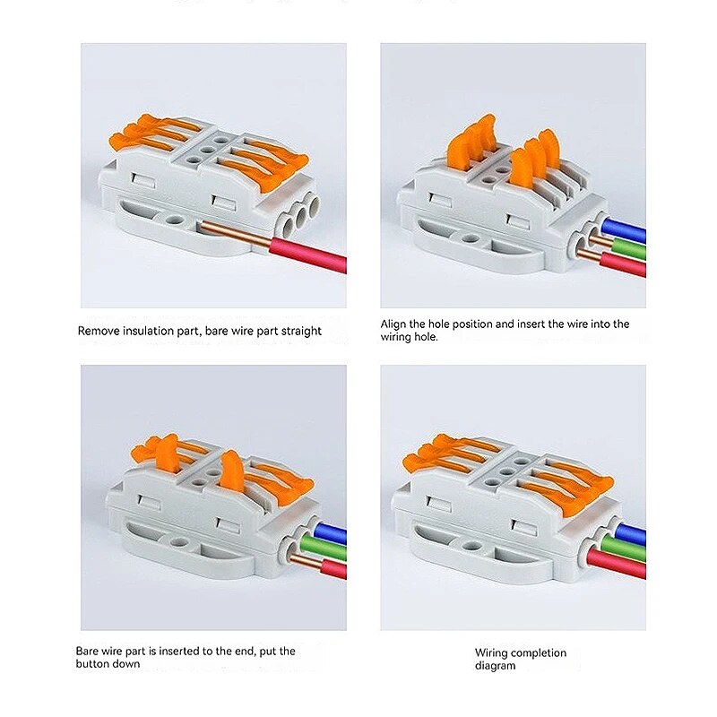5PCS Quick Wiring Terminal Connector, Press Type Light Fixture Wire Splitter, Parallel Terminals,2/3/4 In 2/3/4 Out. 