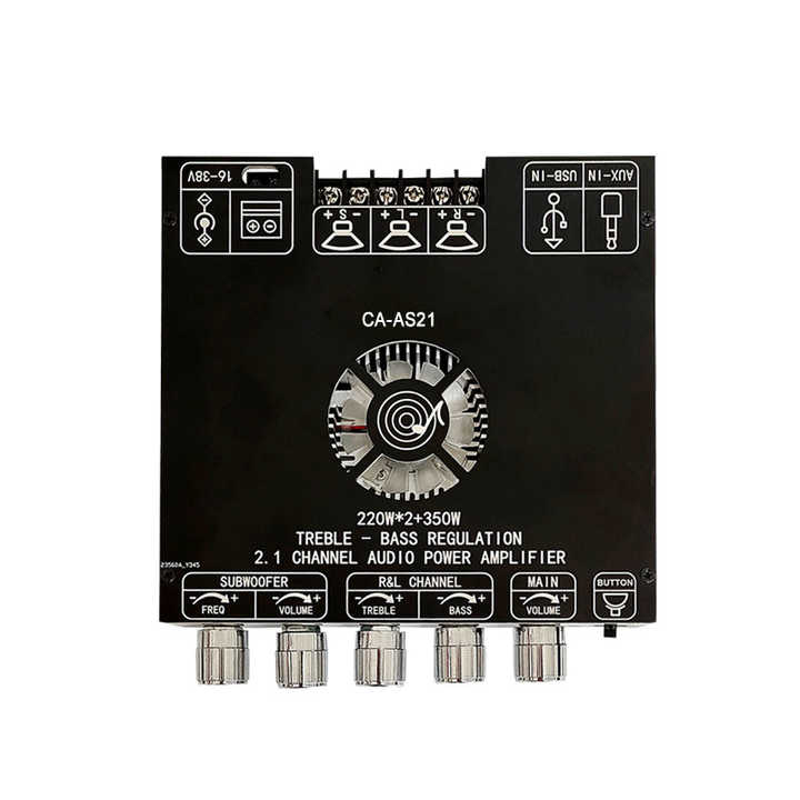 AS21 220W*2+350W 2.1 Channel TPA3255 16V-38V DC Bluetooth Digital Power Amplifier Board Module High and Low Tone Subwoofer Audio APP Similar ZK-AS21 CA-AS21. 