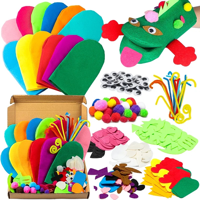 DIY Hand Puppet Making Kit Make Your Own Felt Animal Theme Storytelling Manual Handmade Puppets Craft Material For Kids Teens