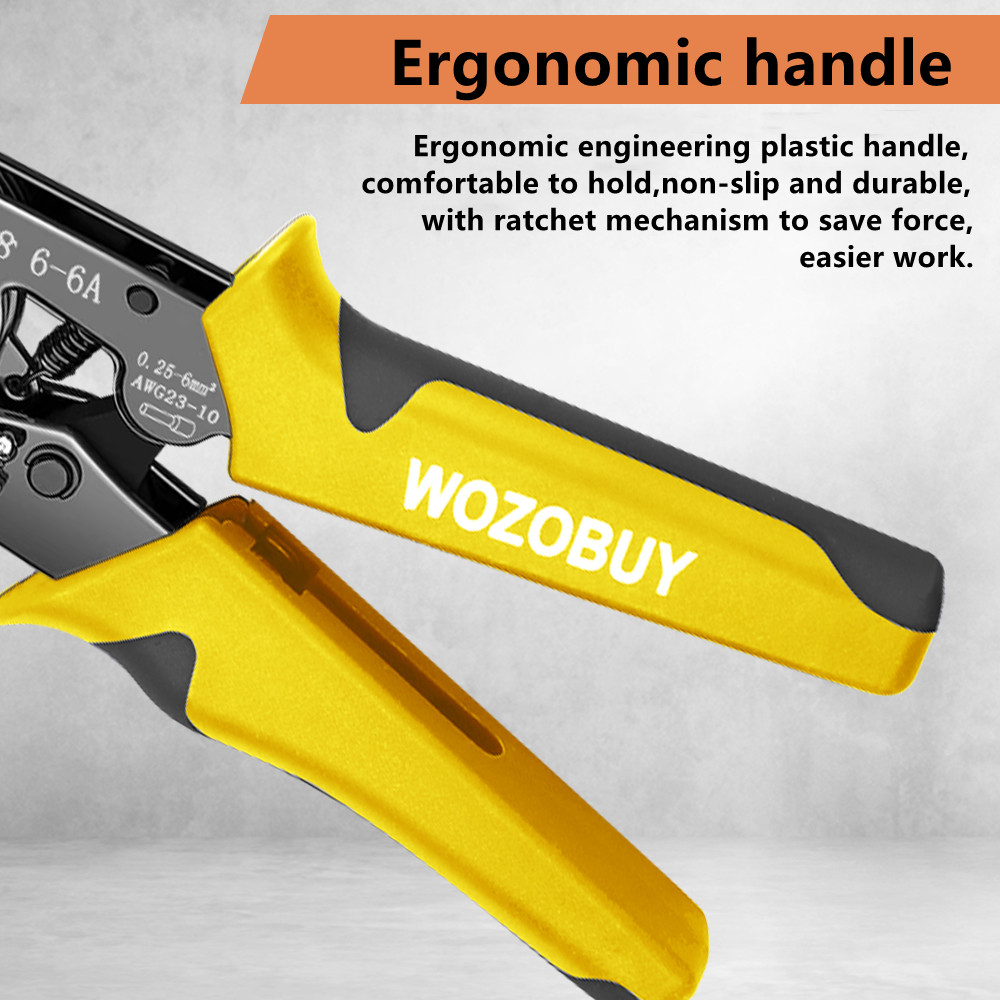 Ferrule Crimping Tool Kit, HSC8 6-6A/6-4A Self-Adjusting Crimping Pliers+Stripper | Square & Hexagonal Crimper for Terminal. 