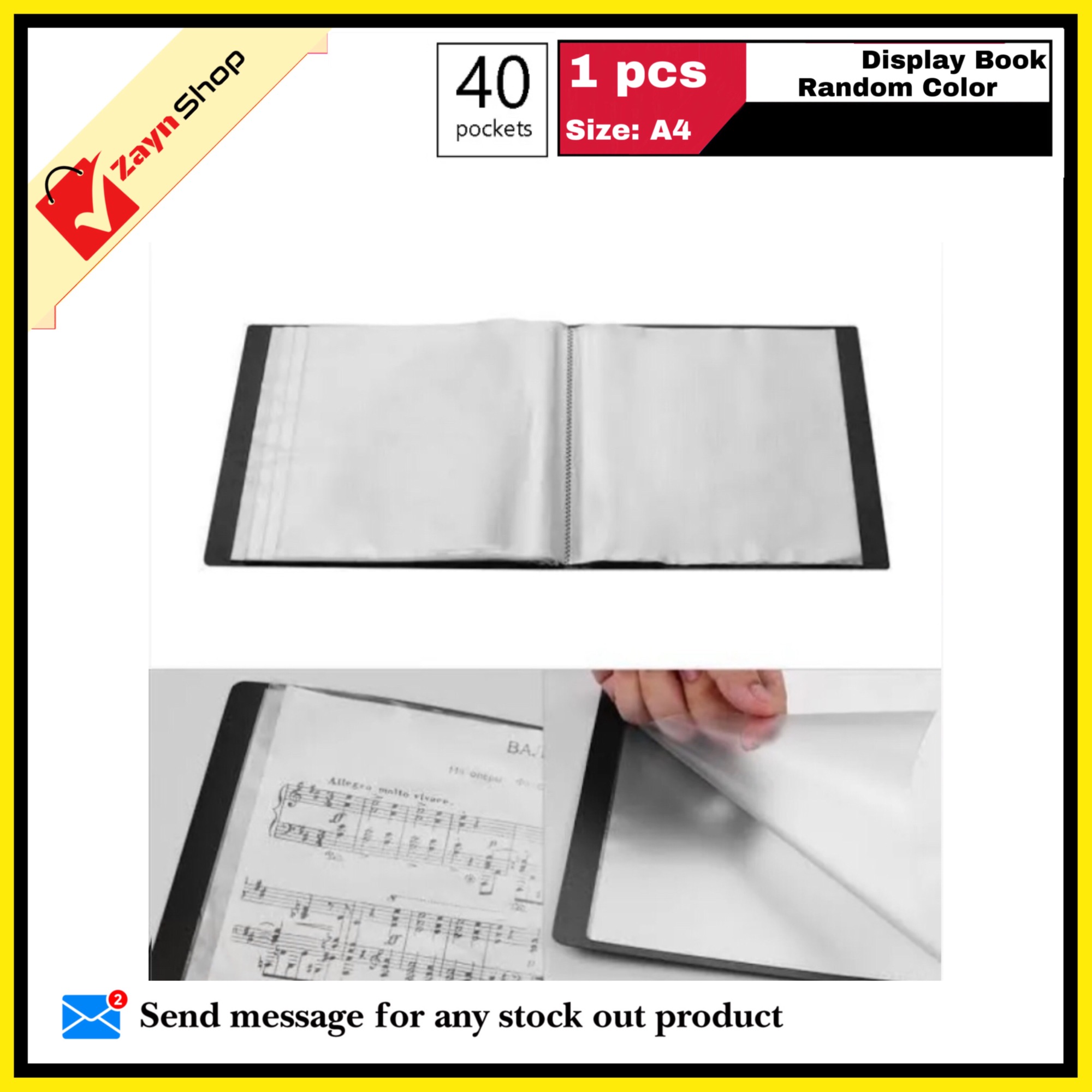 Display Book 40 Pocket Thin Plastic File Folder Display Presentation Book, A4 Size Random Color 1pcs - Innovative Design - Organize with Style. 