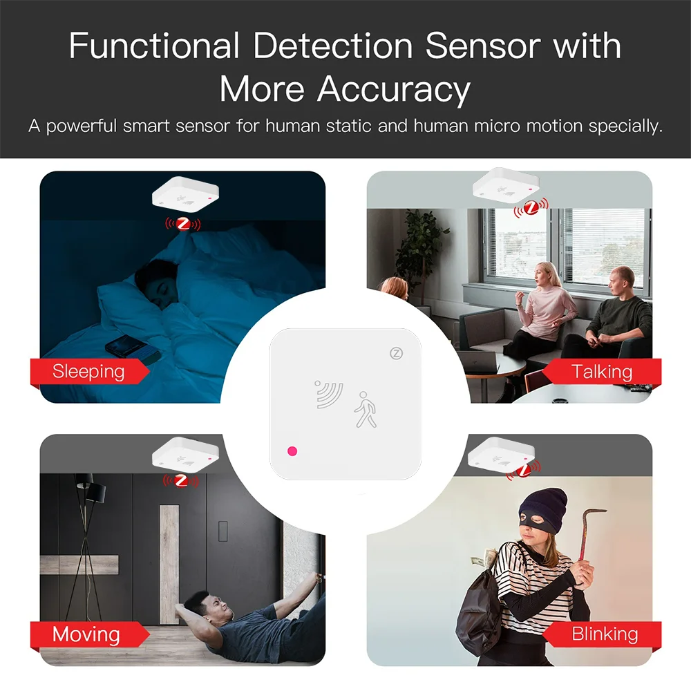 Tuya WiFi  Human Presence Sensor MmWave Radar Detector With Luminance Sensor For Smart Home Smart Life replace PIR Sensor. 