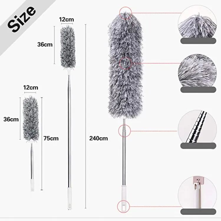 Further Microfibre Telescopic Duster with Adjustable Pole, Hand Duster for Cleaning the Spider's Web on Ceiling Fans High/Lights/Blinds / Carsm. 