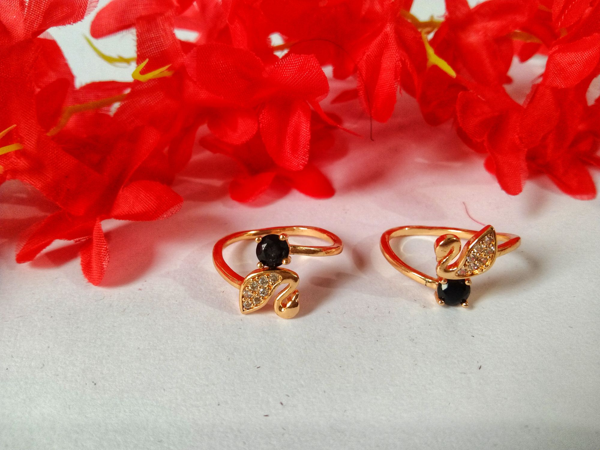 peacock design finger ring with free size. 