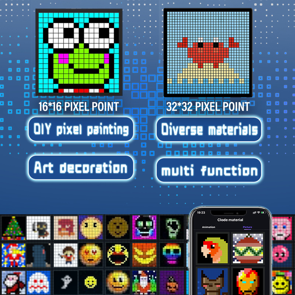 Smart LED Matrix Pixel Display RGB DIY Graffiti Bluetooth App Control Art Display For Gaming Room Decor Cool Animation Frame. 