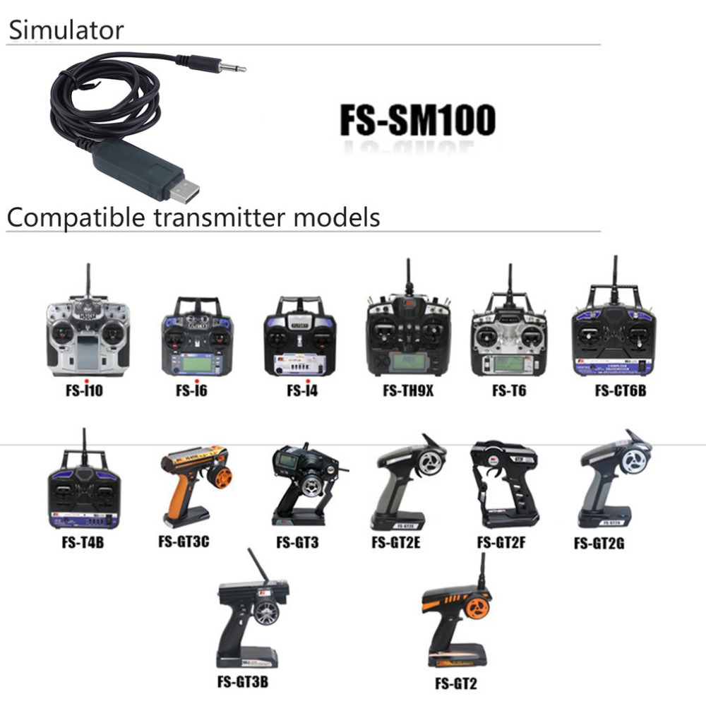 Flysky FS-SM100 USB Flight Simulator Adapter Cable for Flysky FS-i6 FS-i4 FS-TH9X FS-T4B FS-GT3 FS-GT2 Remote Controller. 