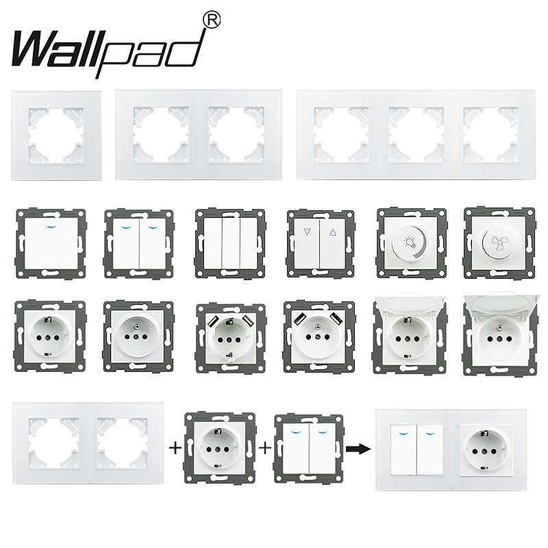 16A French Poland Belgium Standard Power Socket Fast Usb Type C Crystal Glass Panel Euro Electrical Outlet A Type-C Plug. 