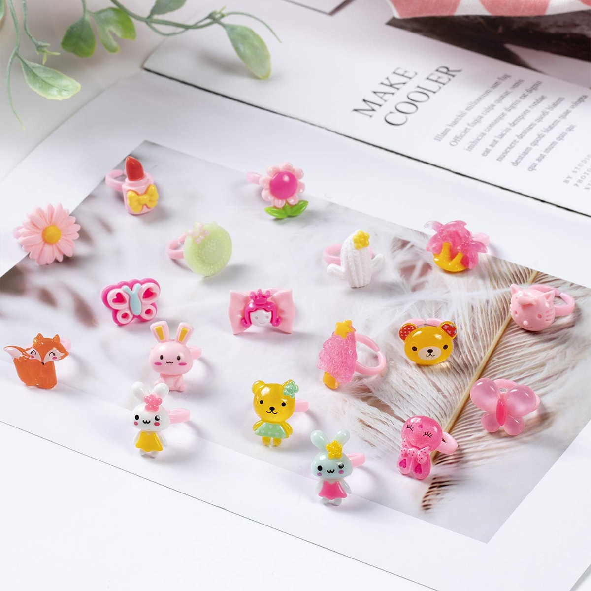36 pcs Cute Plastic Finger Rings for Baby Girl - Ring For Girls