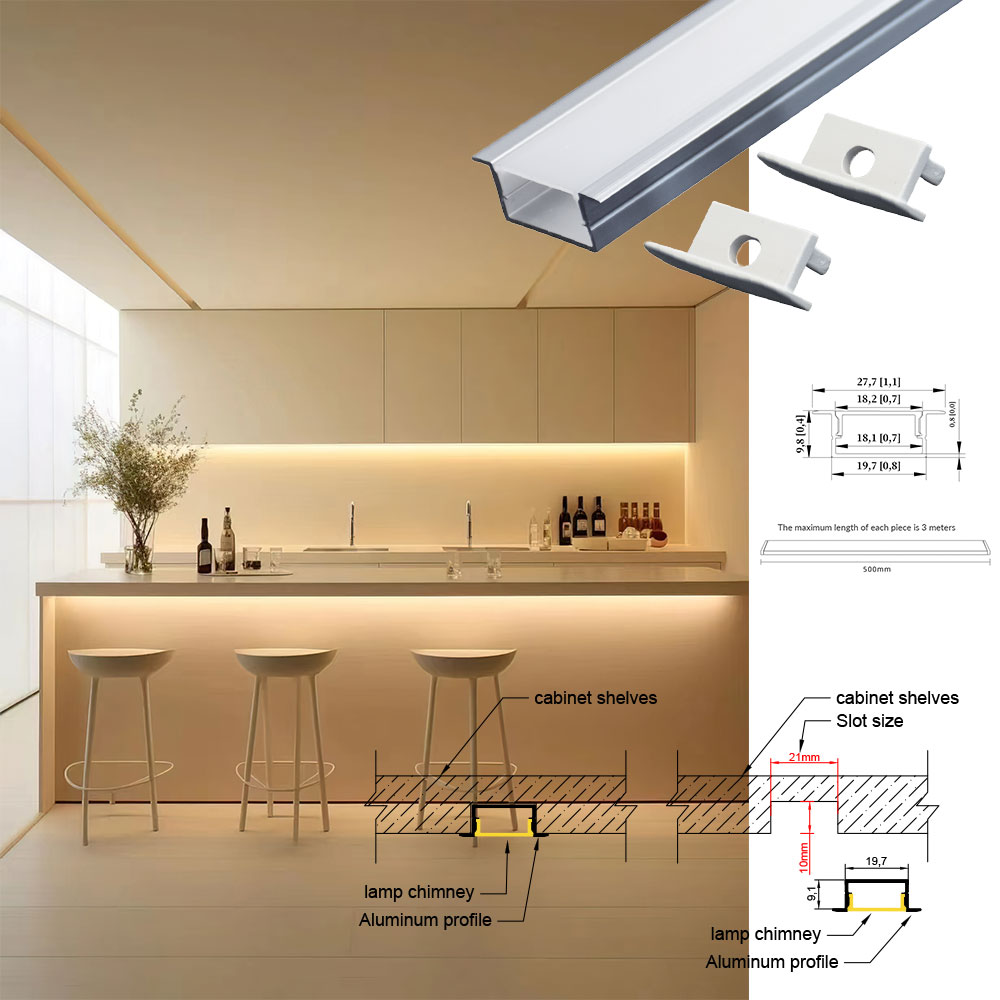 20x10mm (5pcs) 0.5m LED Strip Profile Channel Light Diffuser Corner Extrusion Channel LED Aluminium Profile for LED Strip. 