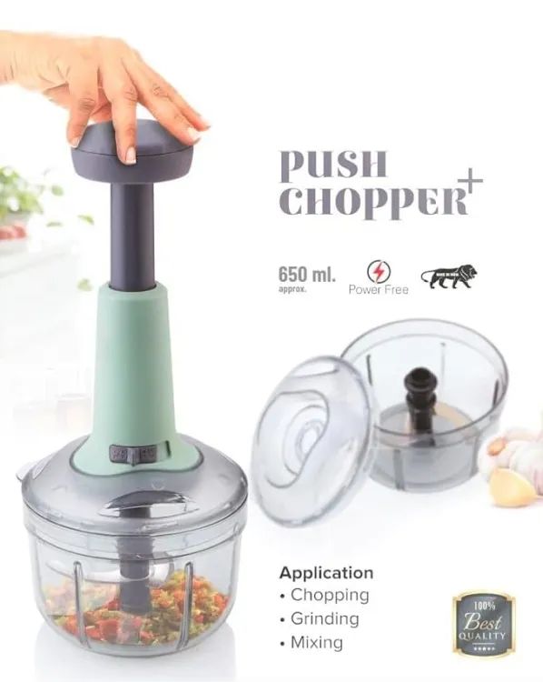 Manual Push Chopper 800ml for Vegetable & Fruit Cutting, Strong ABS Material for Long Duration (Multi Color). 