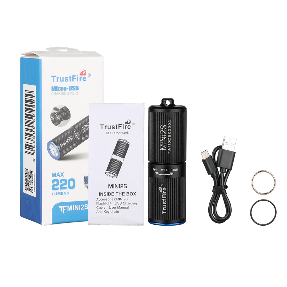 Trustfire Mini2s Mini Rechargeable Lamp 220 Lumen Edc Keychain Work Light 2 Mode Ipx8 Portable Led Flashlights With Usb Charging. 