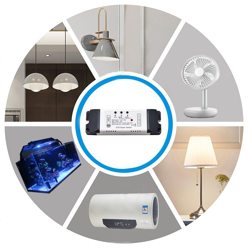 Tuya Smart Life WIFI 2CH Switch Module Garage Door Opener AC DC 7-32V 85-250V Inching Self-Locking Relay DIY Timer For Alexa. 