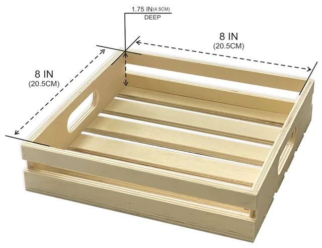 square Wooden Pallet Crates Unfinished Wood Trays Storage for DIY Crafts. 