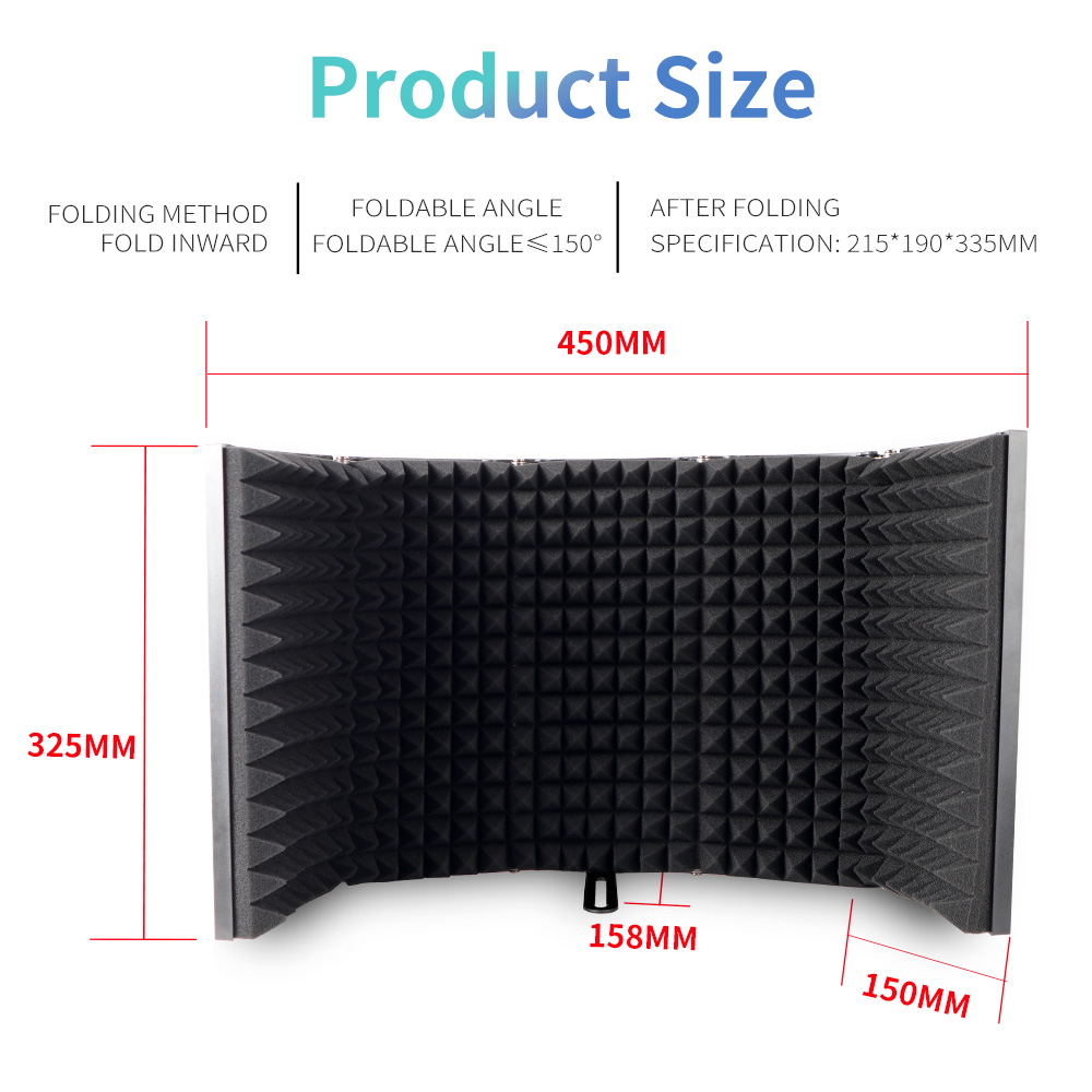 G-MARK 5 Panel Reflection Filters Professional Studio Recording Microphone Isolation Shield Suitable For Any Condenser Mic. 
