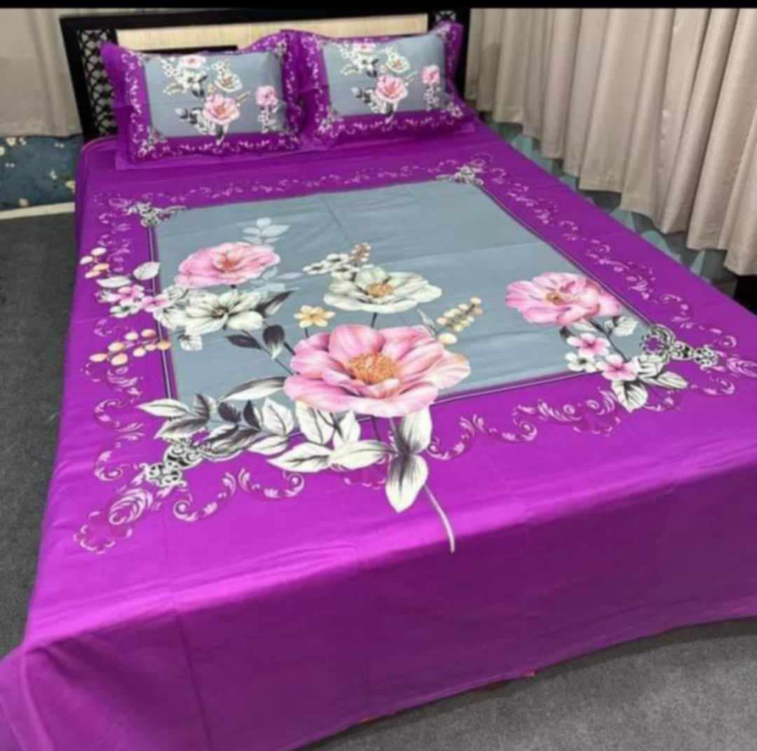 King Size Cotton Bed Sheet with Matching 3 Pillow Covers