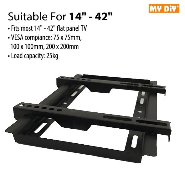 MYDIY UNIVERSAL Flat TV Bracket Wall Mount for 14"-42" Inch LED, LCD, Plasma, OLED, QLED TVs / TV BRACKET LCD LED Plasma TV Bracket Wall Mount Flat Panel Bracket Stand 14" to 42" Inch Max Load 25kg 601. 