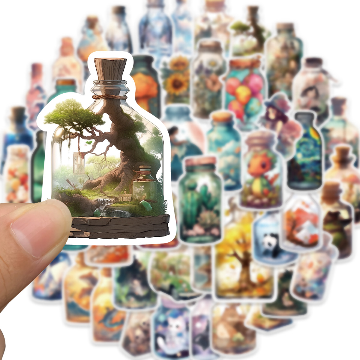 50PCS In The Bottle Big World Graffiti Sticker Ins Bottle DIY Phone Case Water Cup Luggage Decorative Toys With Stickers. 