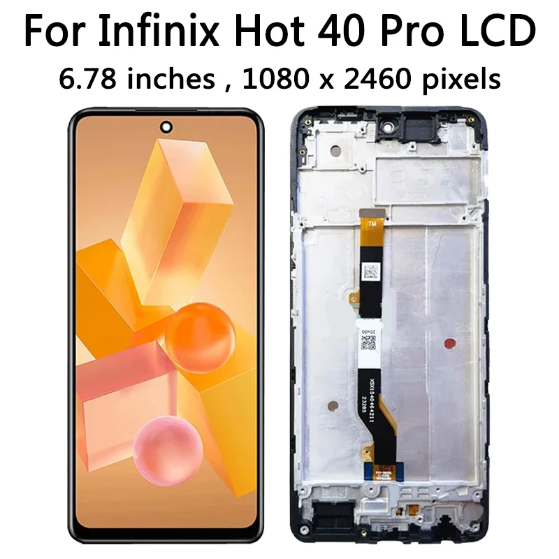 6.78" Original For Infinix Hot 40 Pro X6837 LCD Display Touch Screen Digitizer Assembly Parts Hot40Pro Display With Frame. 