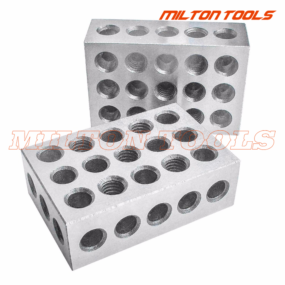 2pcs Hardened Steel 1-2-3" Blocks 0.0001" Precision Matched Machinist 123 Milling Tool 23 Holes 25-50-75mm block gauge. 